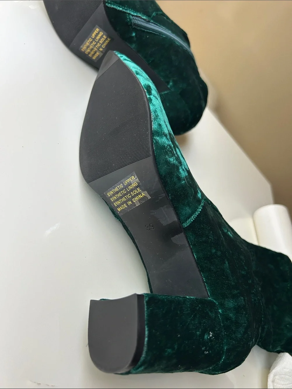 Silent D Velvet Pointed-Toe Ankle Boots in Emerald Green